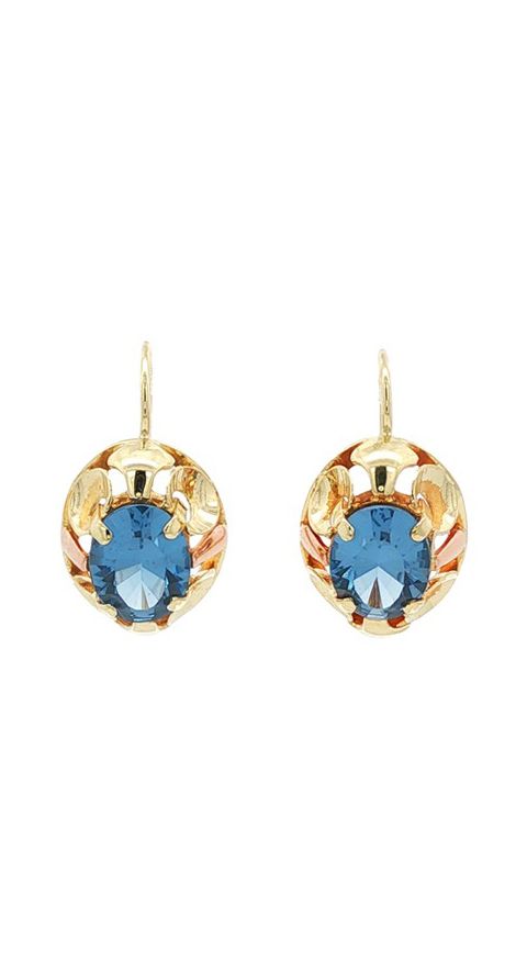 Vintage 14K Gold Drop Earrings with Spinel